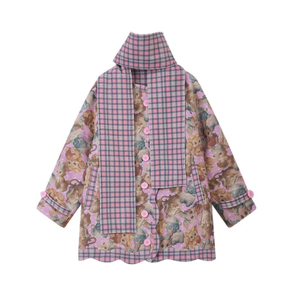 Pink Plaid Padded Jacket