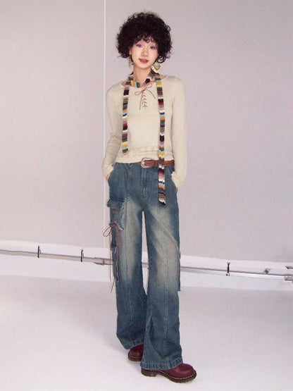 Low waist wide leg jeans