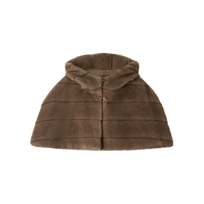 American Retro Fur Hooded Cape Coat