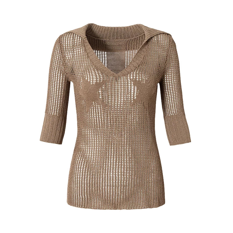 Hollow Star Knit Top