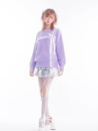 Purple sweater girls knit top