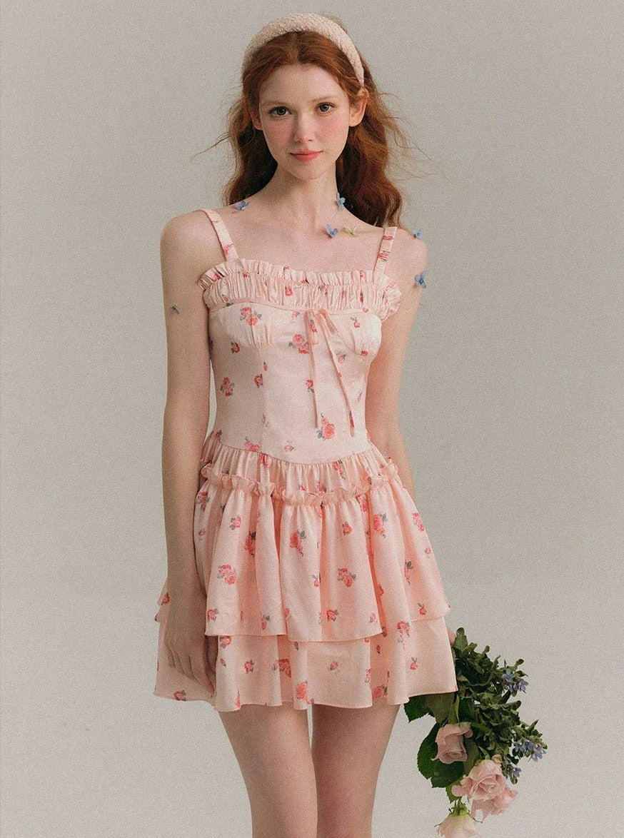 Blush Satin Suspender Dress