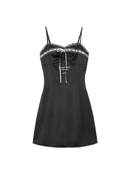 Sexy sweet satin suspender dress