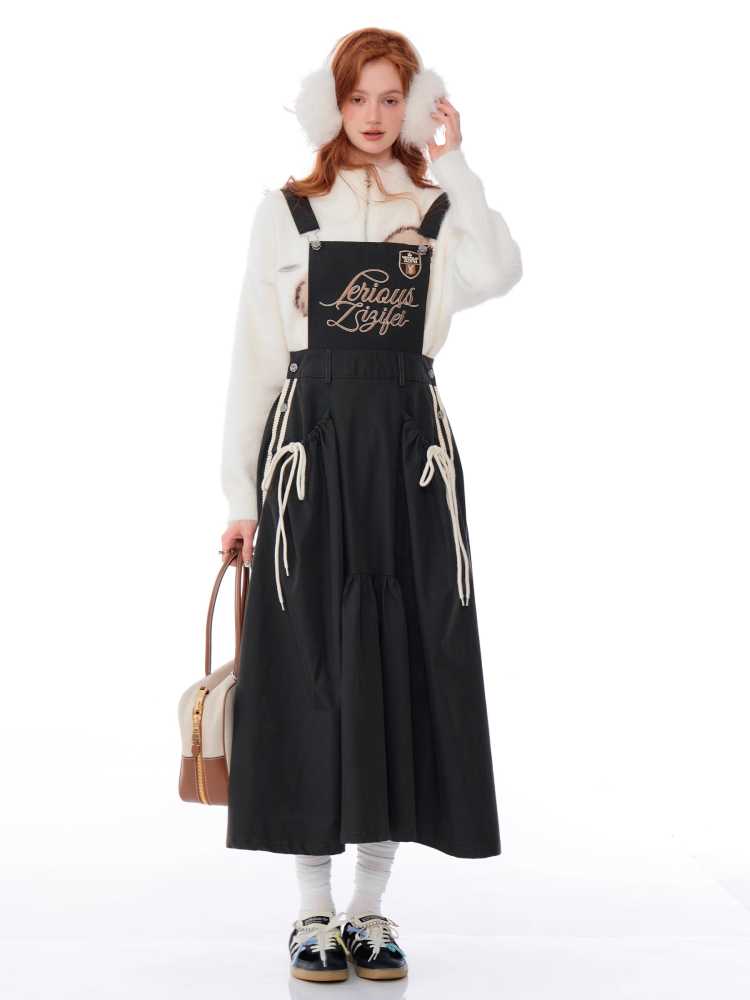 Embroidered suspender dress