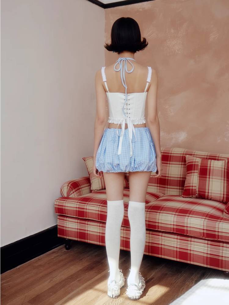 Suspender back ribbon casual top