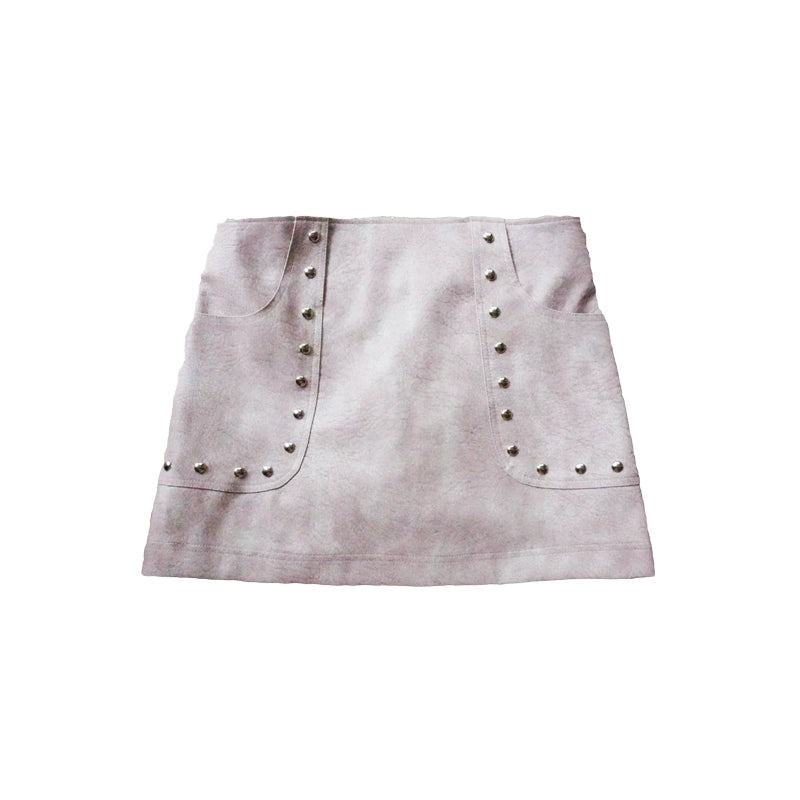 Pink Beaded Leather Skirt