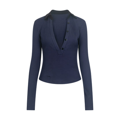 Deep V Slim Long Sleeve T-Shirt