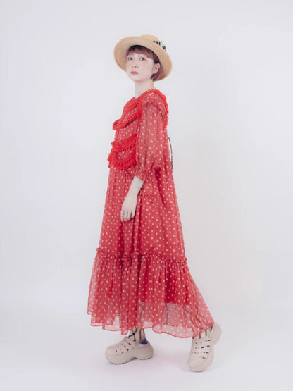 Vintage style dot chiffon dress