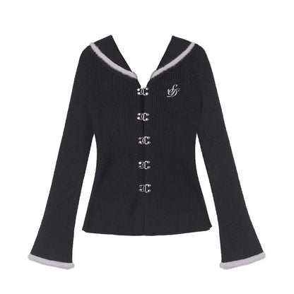 Dark Sailor Collar Imitation Mink Sweater