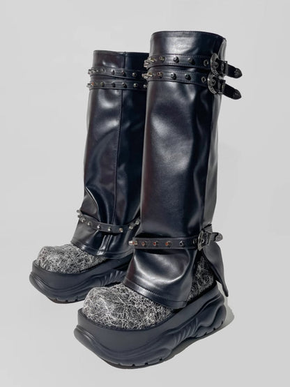 Punk style platform dwarf night boots