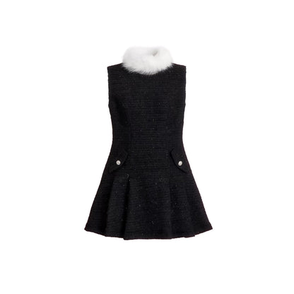Elegant Tweed Pleated Dress
