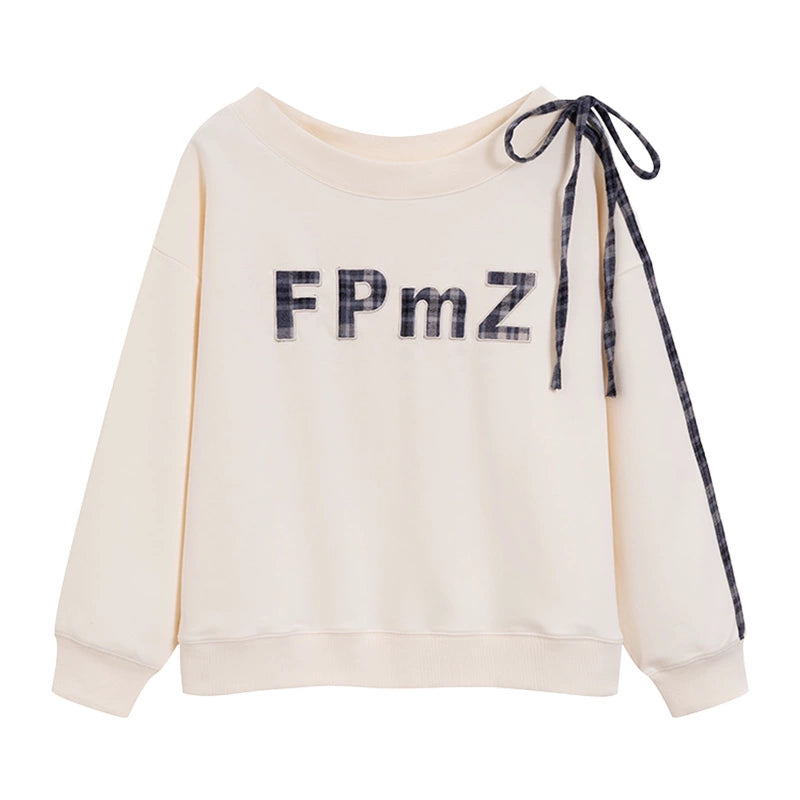 One-Line Letter Patch Sweatshirt
