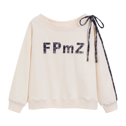 One-Line Letter Patch Sweatshirt