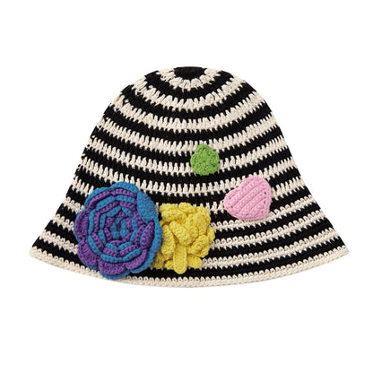 Striped Flower Crochet Hat