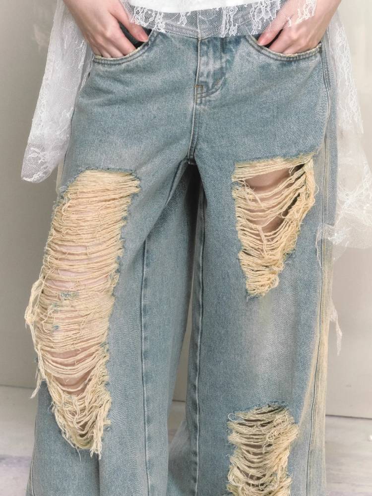 Wide leg high waist jeans