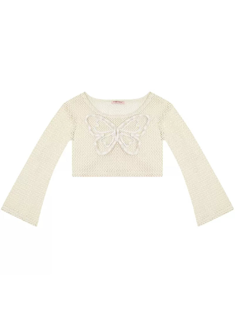 Butterfly short long sleeve knit