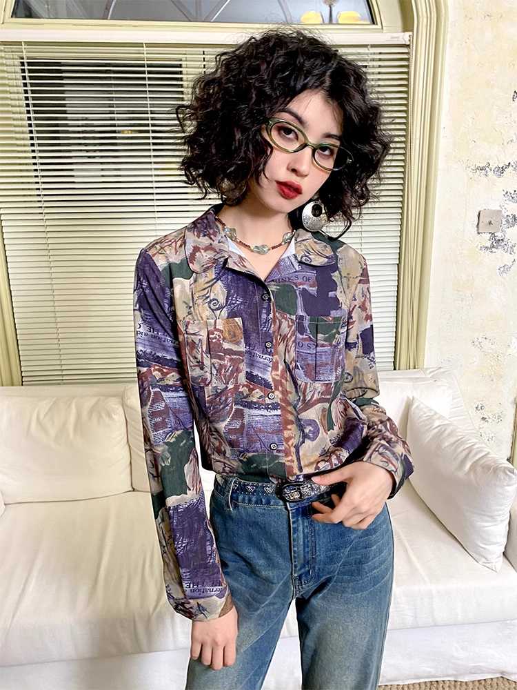 Printed casual loose shirt