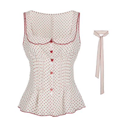 Red Polka Dot Ruffle Blouse