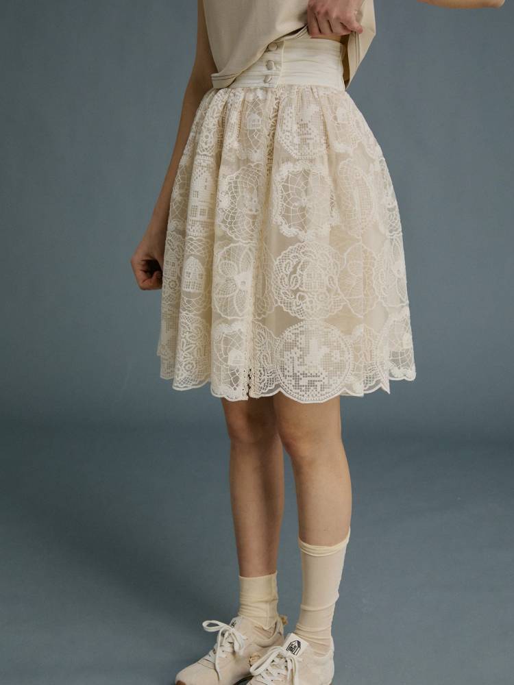 Lace embroidery skirt