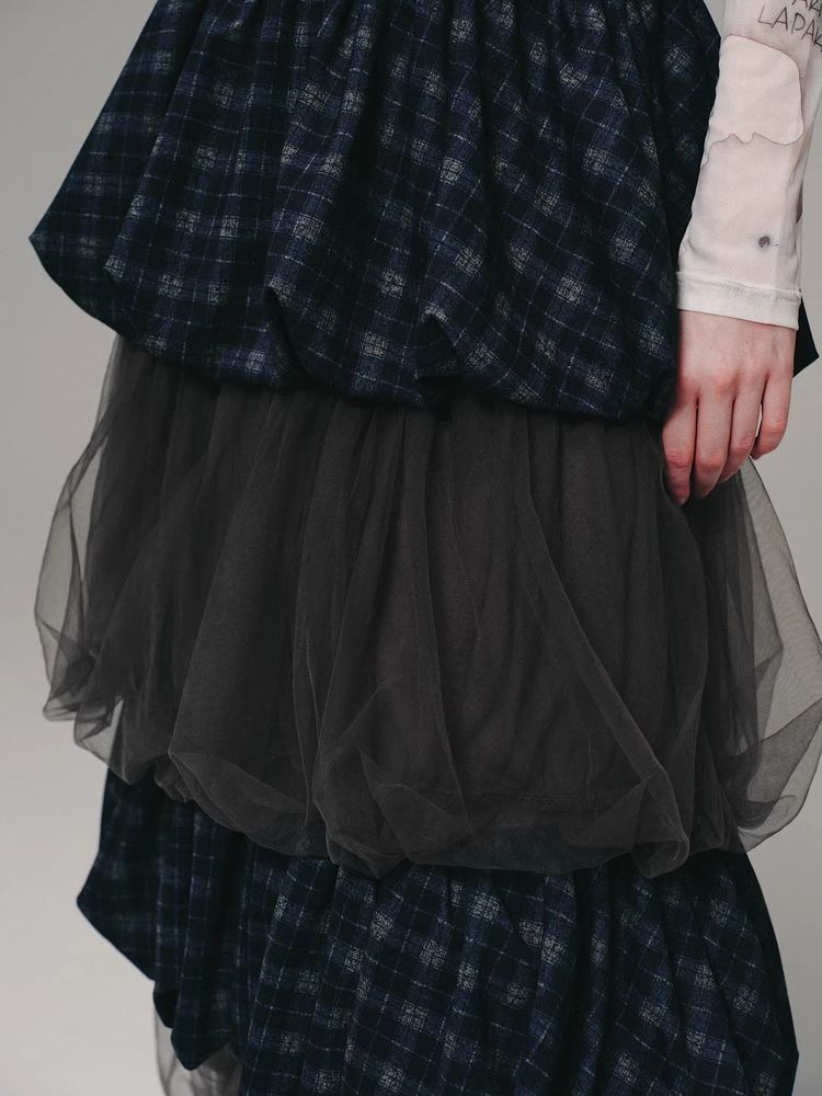 Blueberry plaid cake skirt