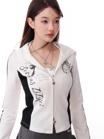 Slim hooded zipper sweatshirt