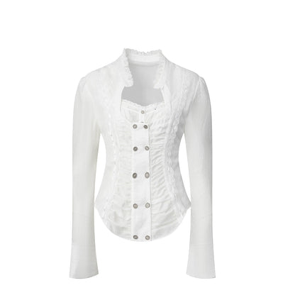Retro Lace Splicing Shirt