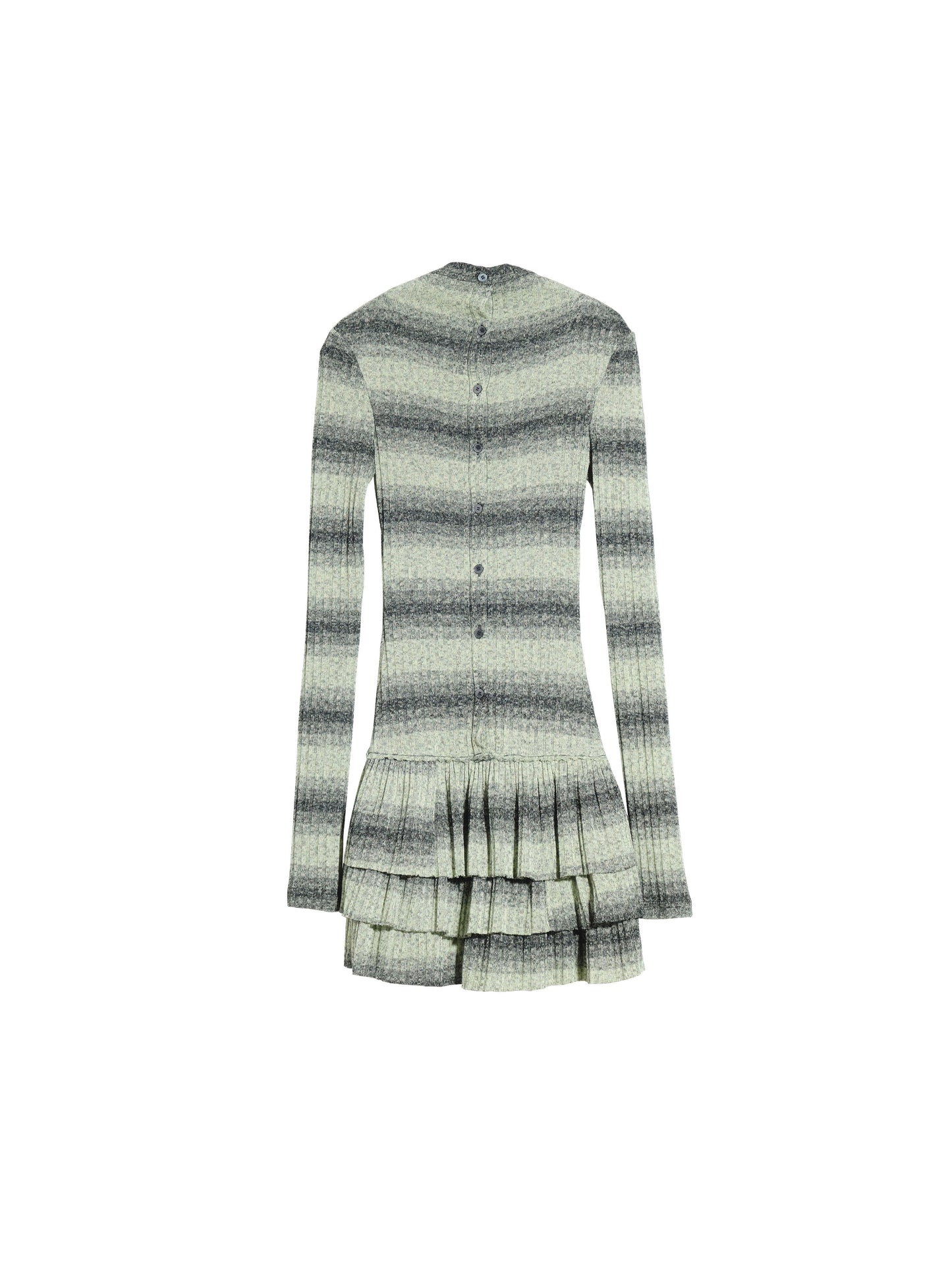 Striped ruffled knitted bottoming dress (belt included)