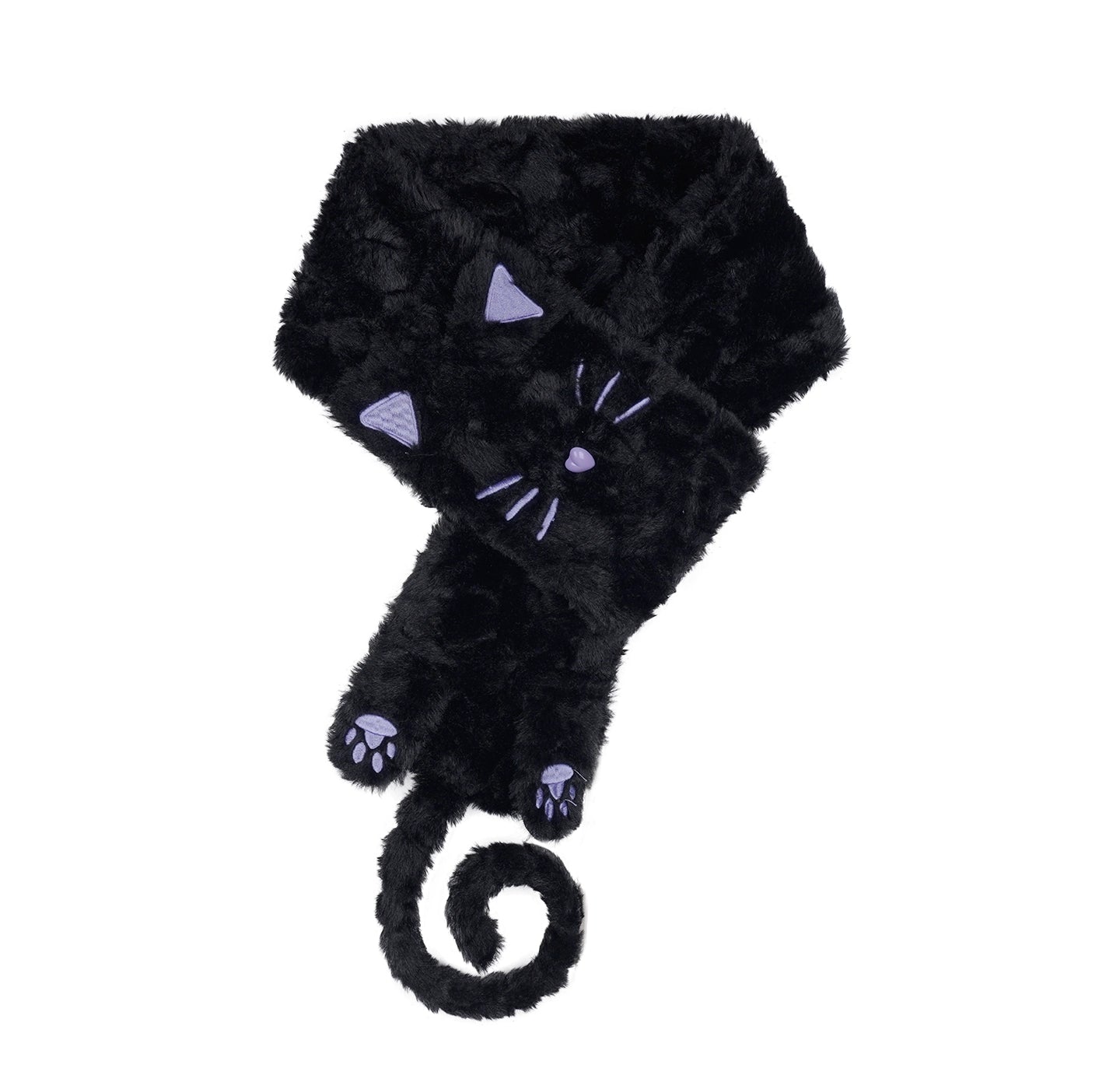 Black and Purple Cat Fur Scarf