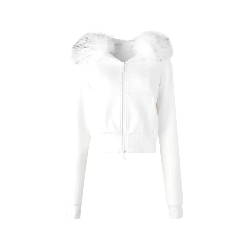 Jacke aus Twill mit abnehmbarem Pelzkragen