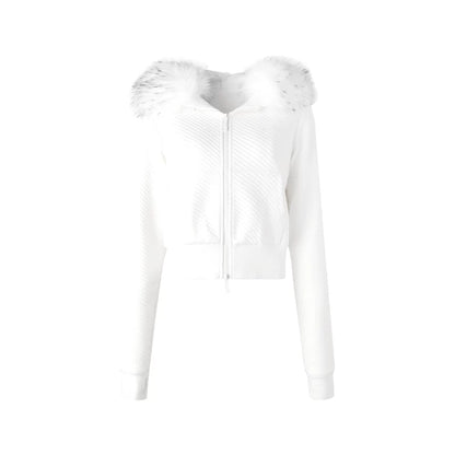 Jacke aus Twill mit abnehmbarem Pelzkragen