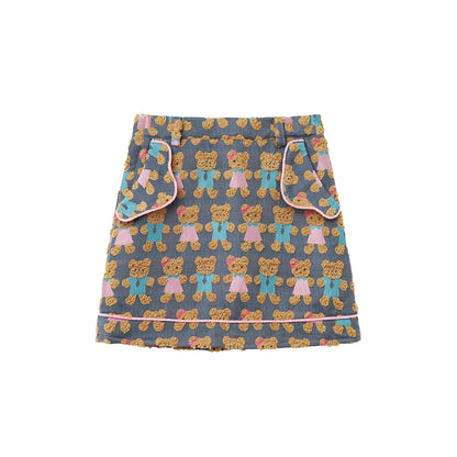 Jacquard Bear Contrast Skirt
