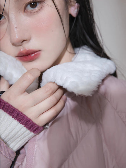 Milk peach long down jacket