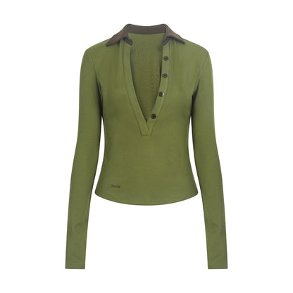 Deep V Slim Long Sleeve T-Shirt