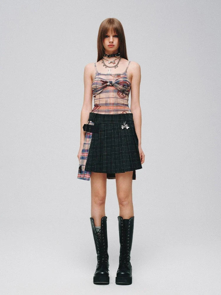 Plaid ribbon camisole