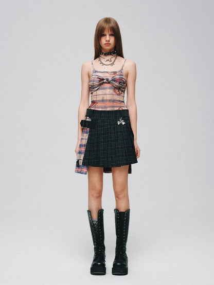 Plaid ribbon camisole