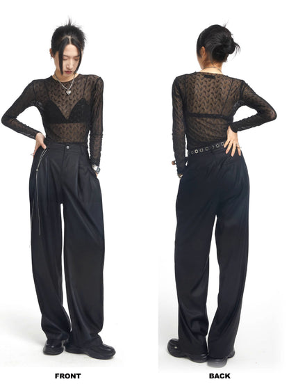 High waist wide leg pants