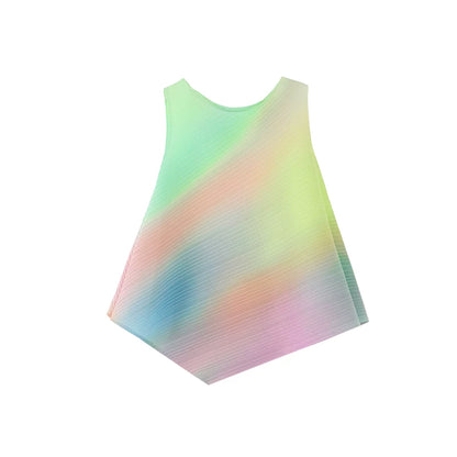 Rainbow Gradient Pleated Vest Set-Up