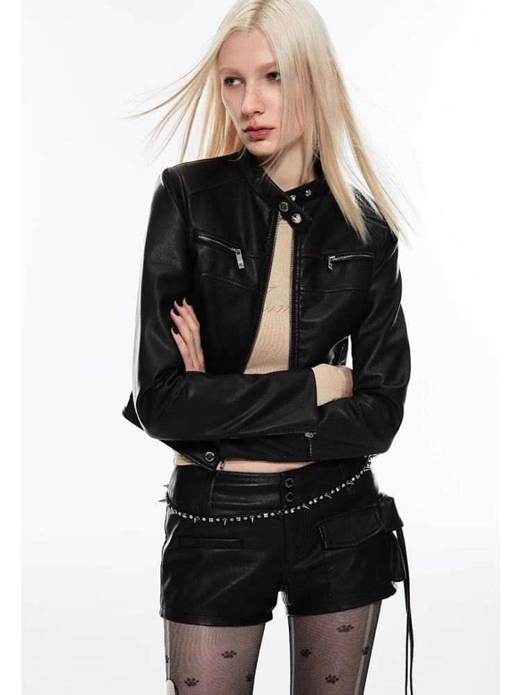 Punk retro leather jacket