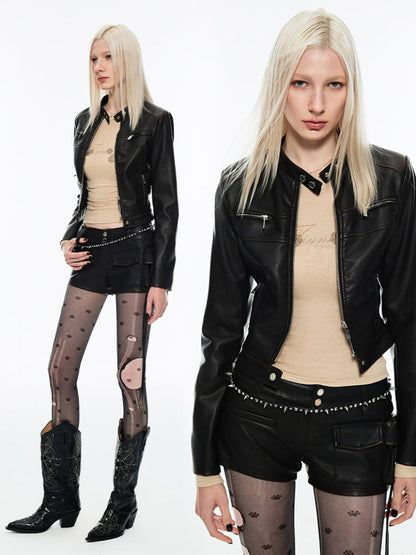 Punk retro leather jacket