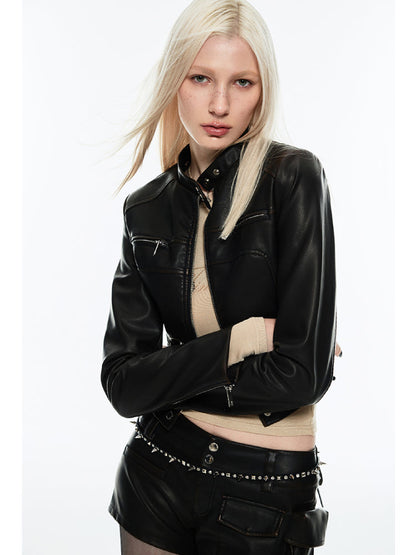 Punk retro leather jacket