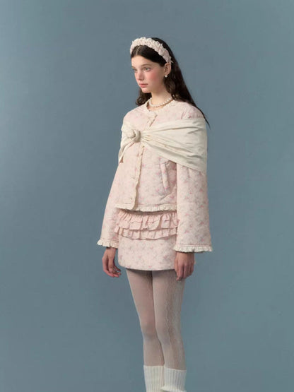 French Girl Floral Cotton Jacket and Half Skirt