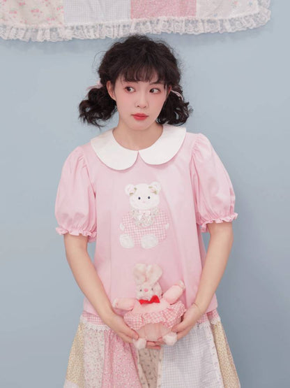 Pink short sleeve babydoll shirt