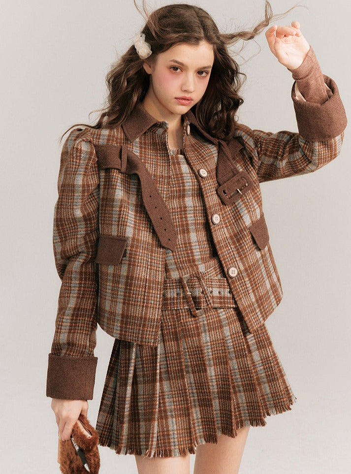 Plaid Belted Coat