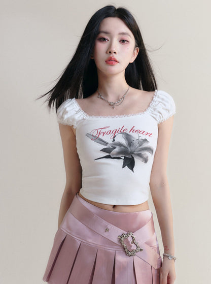 Lily Print Slim T-Shirt