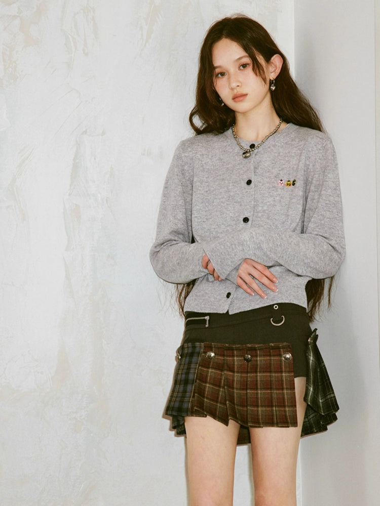 A-line pleated short skirt