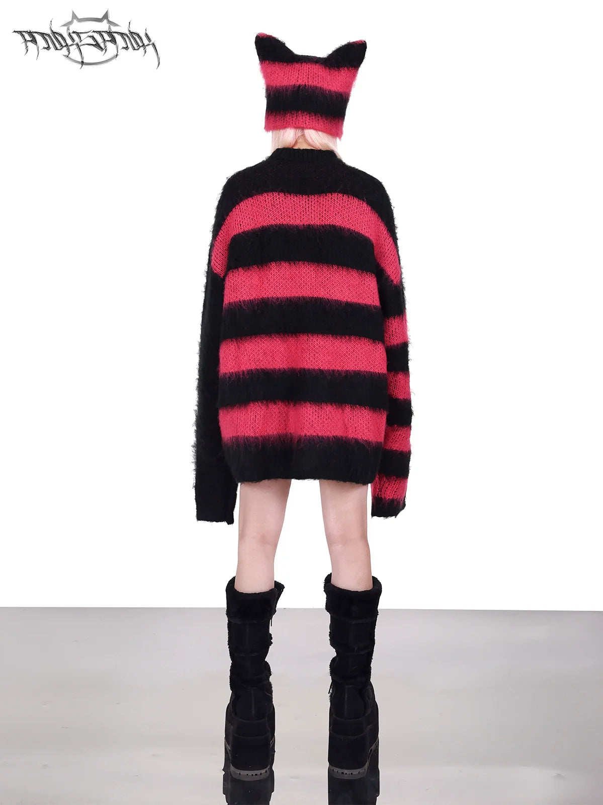 Striped Little Devil Cat Star Man Knit Hat