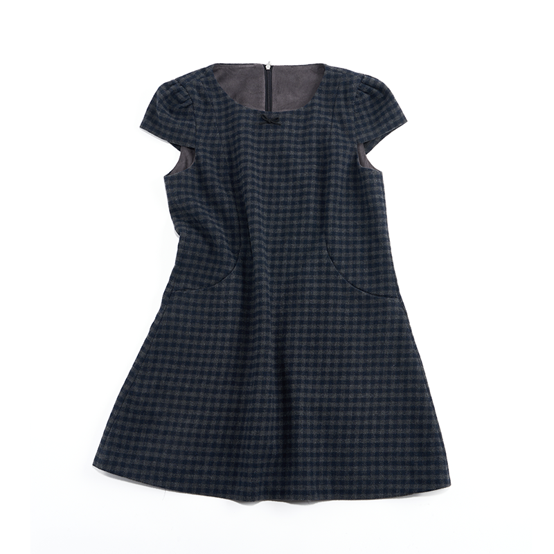 Green Plaid Wool-Blend Dress