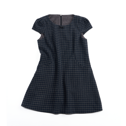 Green Plaid Wool-Blend Dress