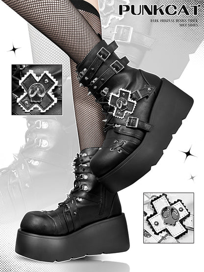 Punk style platform boots