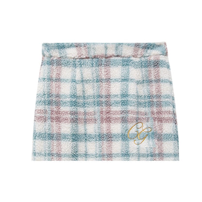 Soft Plaid Fleece Mini Skirt